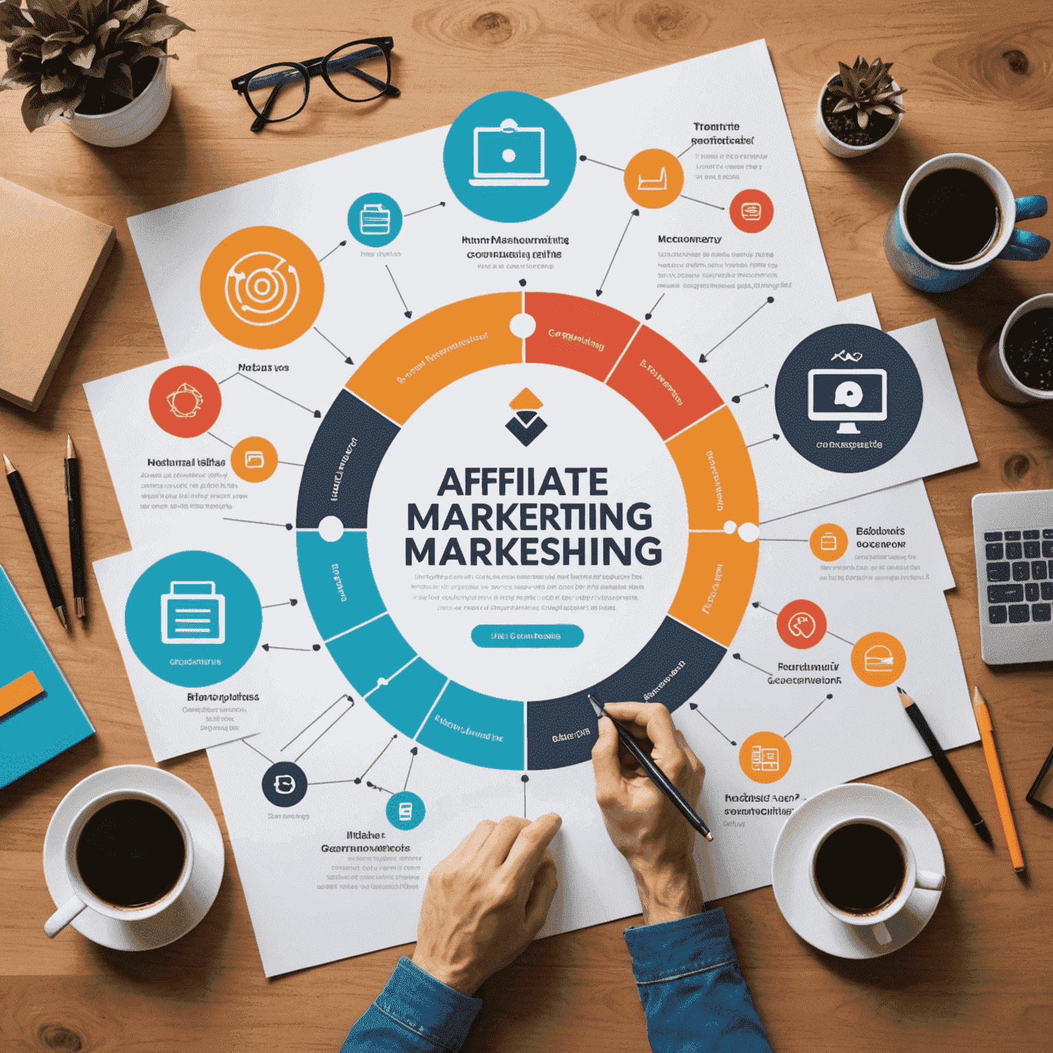 Infografik, die den Prozess des Affiliate-Marketings zeigt: Blogger empfiehlt Produkt, Leser kauft, Blogger erhält Provision